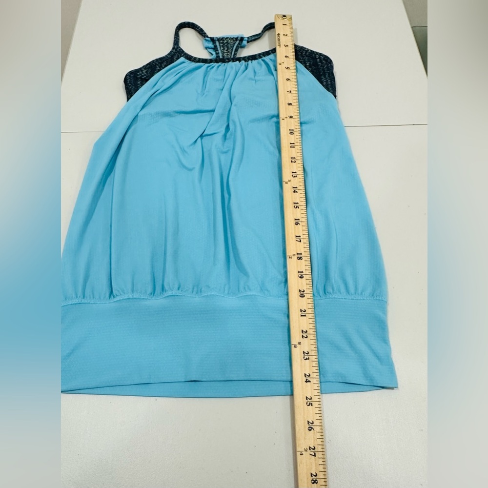 Lululemon No Limits Tank‎ Size 6 Blue & Navy Gathered Back Two Layer Tank Top - Picture 8 of 9